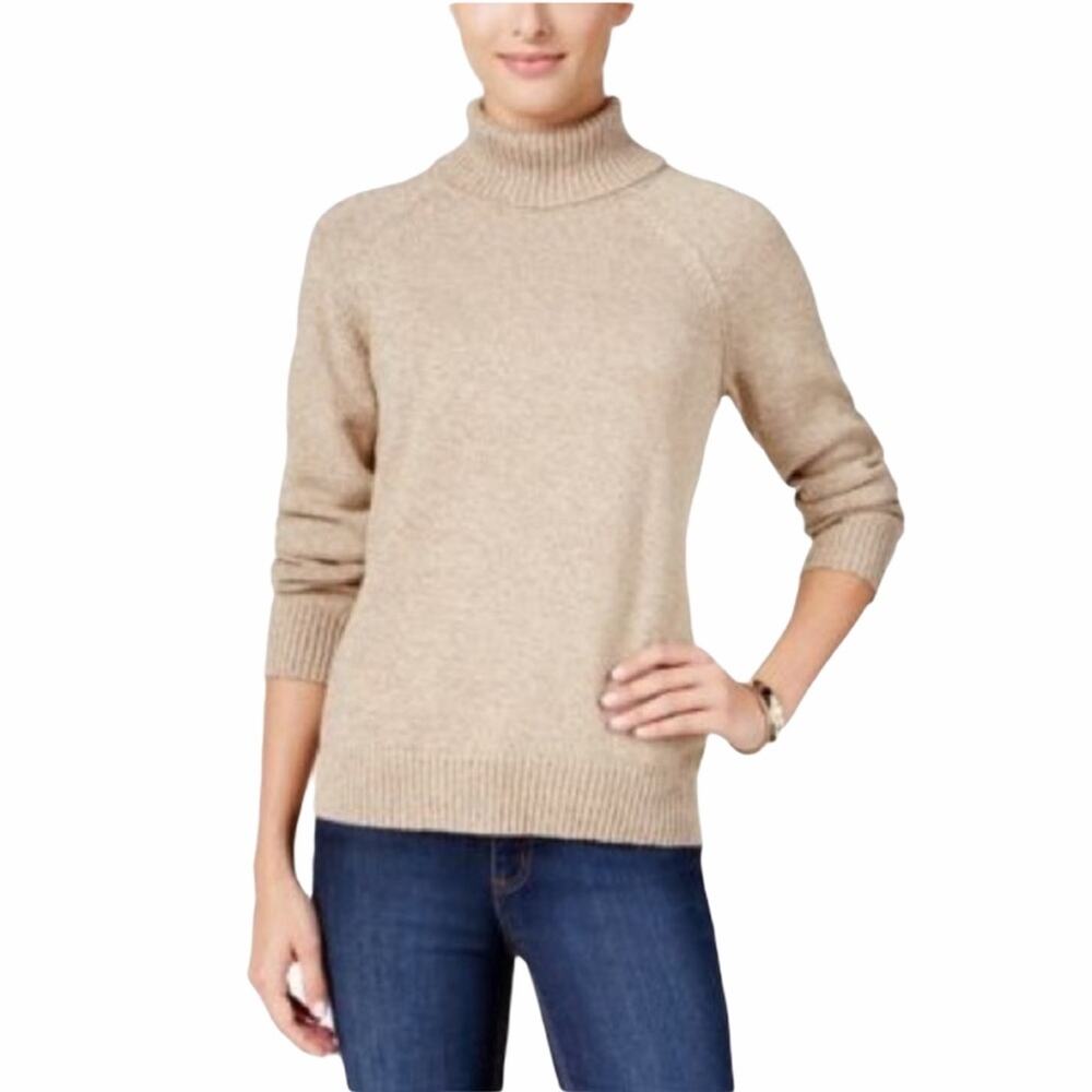 Karen Scott Petites Women's Heathered Gray Turtleneck Sweater PL